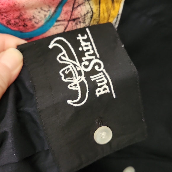 Men's Bull Shirt Western Rodeo Black LS Shirt - Picture 4 of 8